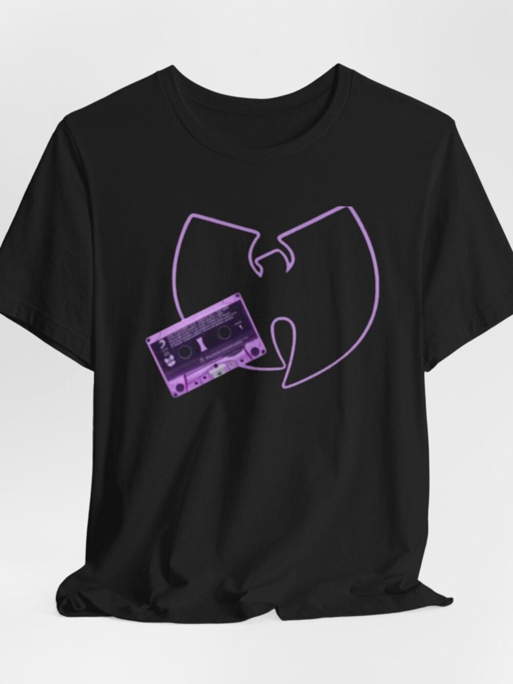 Wu-Tang Logo with Purple Cassette Tee  90s Hip Hop T-Shirt
